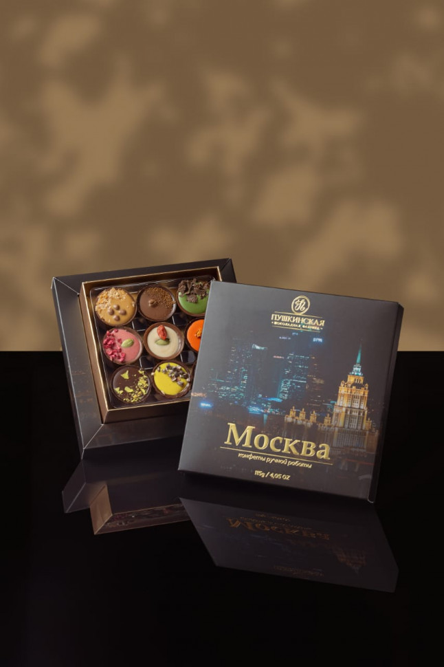  Пушкинская фабрика Конфеты Ассорти (Москва), 115г(чёрная коробка) в Камень-на-Оби